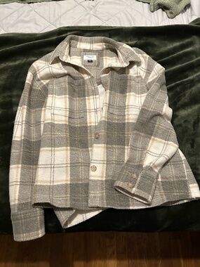 AE Fleece Plaid Shacket